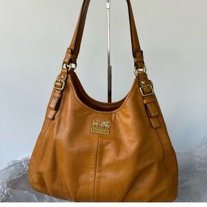 Coach Tan Leather Gold Hardware Slouch Hobo Bag 16503 Madison Maggie